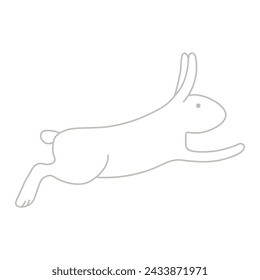 Cute Easter bunny, rabbit, hare jumping cartoon character illustration. Hand drawn style line art design, isolated vector. Holiday clip art, seasonal card, banner poster, element