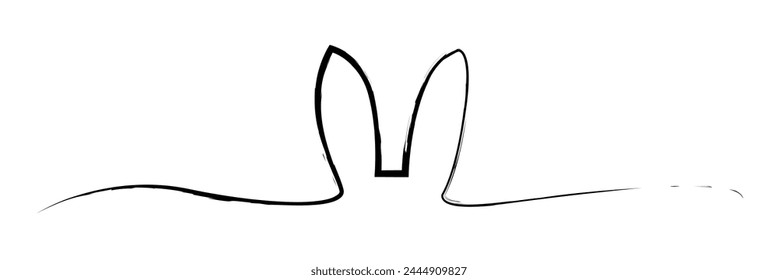 Cute Easter bunny, rabbit, hare cartoon ears illustration. Hand drawn line art style design. Easter Bunny Ears, rabbit icon vector isolated on white background. Vector illustration. Eps file 80.