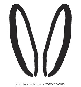 Cute Easter bunny, rabbit, hare cartoon ears illustration. Hand drawn style line art design, isolated vector. Holiday clip art. Seasonal advertising, promotion, card, banner, poster element