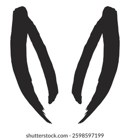 Cute Easter bunny, rabbit, hare cartoon ears illustration. Hand drawn style line art design, isolated vector. Holiday clip art. Seasonal advertising, promotion, card, banner, poster element