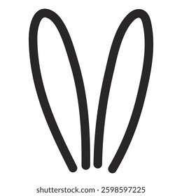 Cute Easter bunny, rabbit, hare cartoon ears illustration. Hand drawn style line art design, isolated vector. Holiday clip art. Seasonal advertising, promotion, card, banner, poster element