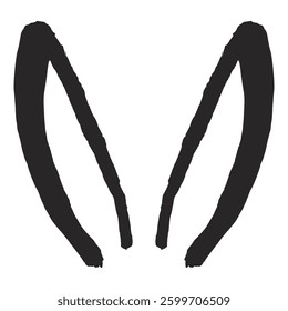 Cute Easter bunny, rabbit, hare cartoon ears illustration. Hand drawn style line art design, isolated vector. Holiday clip art. Seasonal advertising, promotion, card, banner, poster element