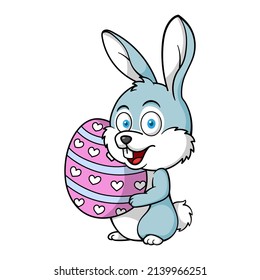 Cute Easter Bunny Rabbit Holding Giant Egg