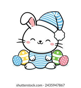 Cute Easter Bunny Rabbit In Sleeping Suit