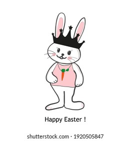 
Cute Easter bunny rabbits greeting card. Happy Easter background, advertisement, fabric design vector illustration