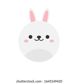 Cute Easter bunny round vector illustration. Spring, holiday, circle rabbit symbol. Isolated cartoon animal graphic icon.
