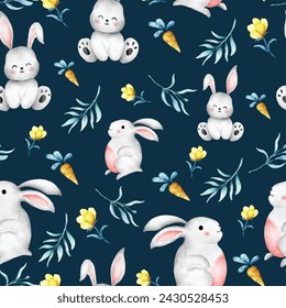 cute easter with bunny seamless pattern design for background