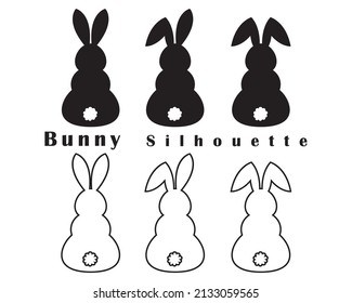 Cute Easter Bunny Silhouette Collection Set 