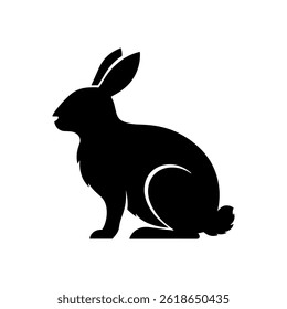 Cute easter bunny silhouette vector flat illustration design.