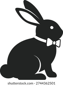 Cute Easter bunny silhouette vector transparent Background 1