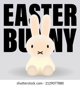 Cute Easter Bunny Simple Vector Rabbit Cartoon