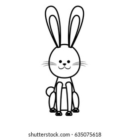 cute easter bunny sitting animal design line