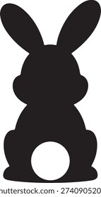 Cute Easter Bunny Sitting with Egg Silhouette
