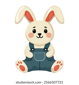 Cute Easter bunny or soft toy for baby  Vector illustration of a bunny on an isolated background