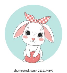 Cute easter bunny. Spring holiday. Vector illustration.