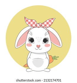 Cute easter bunny. Spring holiday. Vector illustration.
