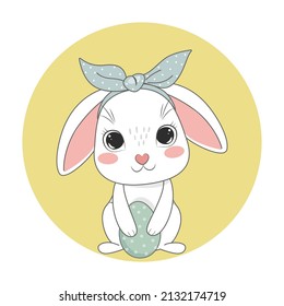 Cute easter bunny. Spring holiday. Vector illustration.