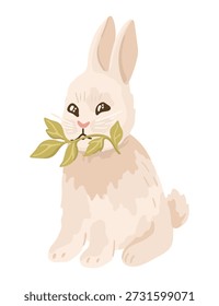 Lindo conejito de Pascua. Ilustración de primavera. Vector.
