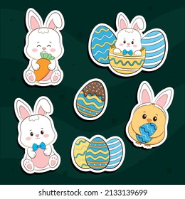 Cute Easter Bunny Sticker Collection.