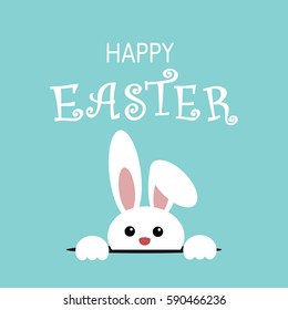 Cute Easter Bunny  with Text Happy Easter.