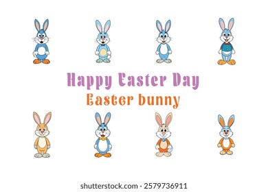 Cute Easter bunny vector cartoon illustration Easter day