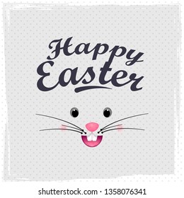 Cute easter bunny vector illustration, hand drawn face of bunny. Greeting card with Happy Easter writing. Have Yourself a Very Happy Easter | Easter Bunny Ears Vector - Vector
