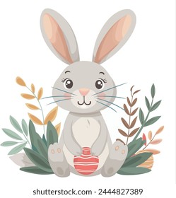 linda Ilustración vectorial de conejito de pascua, aislado