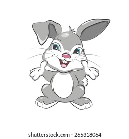  Cute Easter bunny. Vector illustration isolated on white background.