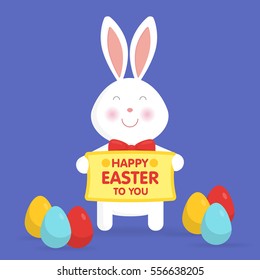 Cute Easter bunny vector illustration. For cards, banners, congratulations and web sites