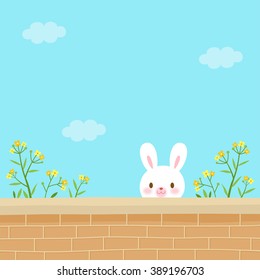 Cute Easter Bunny.Spring Background