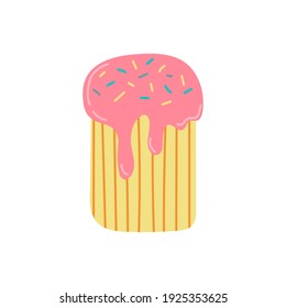 Cute Easter cake. Traditional sweet food. Vector isolated illustration on white background