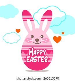 Cute Easter card with Eastern egg shaped bunny