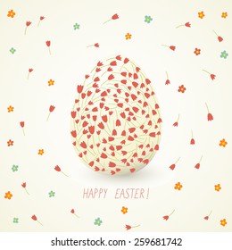 cute easter card with egg and flowers