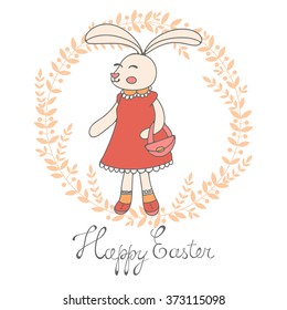 Cute Easter card with hand drawn bunny