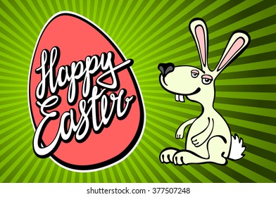 Cute easter card with paper bunny art