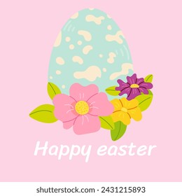 Cute Easter card. Vector illustration. Spring collection of colorful Easter eggs. For poster, card, scrapbooking , stickers