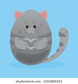 Cute Easter cat on light blue background