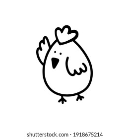 
Hermosa chica de Pascua. Pollo aislado en un fondo blanco. ilustración vectorial en el estilo doodle
