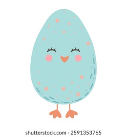 Cute Easter chick in the shape of egg isolated on white background.