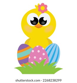 Cute Easter chick vector cartoon illustration