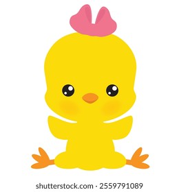 Cute Easter chick vector cartoon illustration