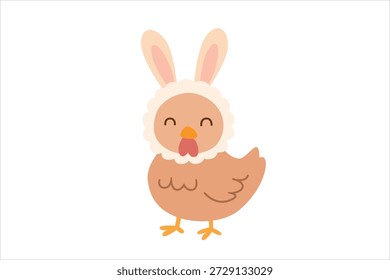 Cute Easter Chick Wearing Bunny Ears for Holiday Celebrations