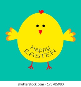 Cute easter chicken .  Card. Vector illustration.