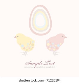 Cute easter chicken and egg background card