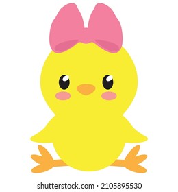 Dibujo gráfico de dibujos animados de la chica de pollo de Pascua