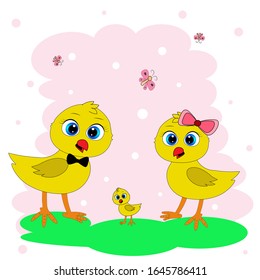 cute easter chicken illustration  vector