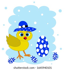 cute easter chicken illustration vector 