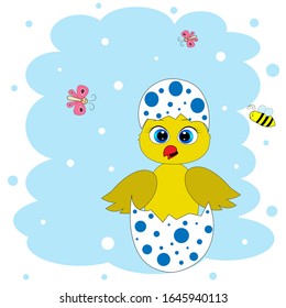 cute easter chicken illustration vector 