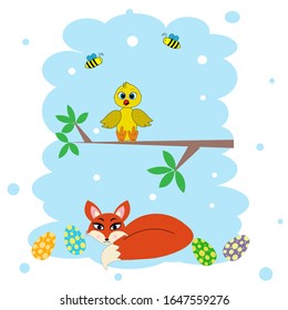 cute easter chicken illustration vector