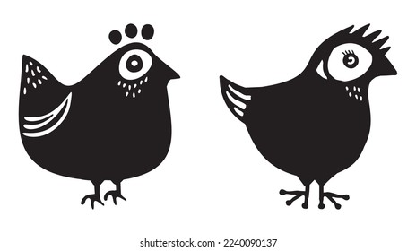 Cute Osterhähnchen-Set mit Illustrationen. Tiergarten.